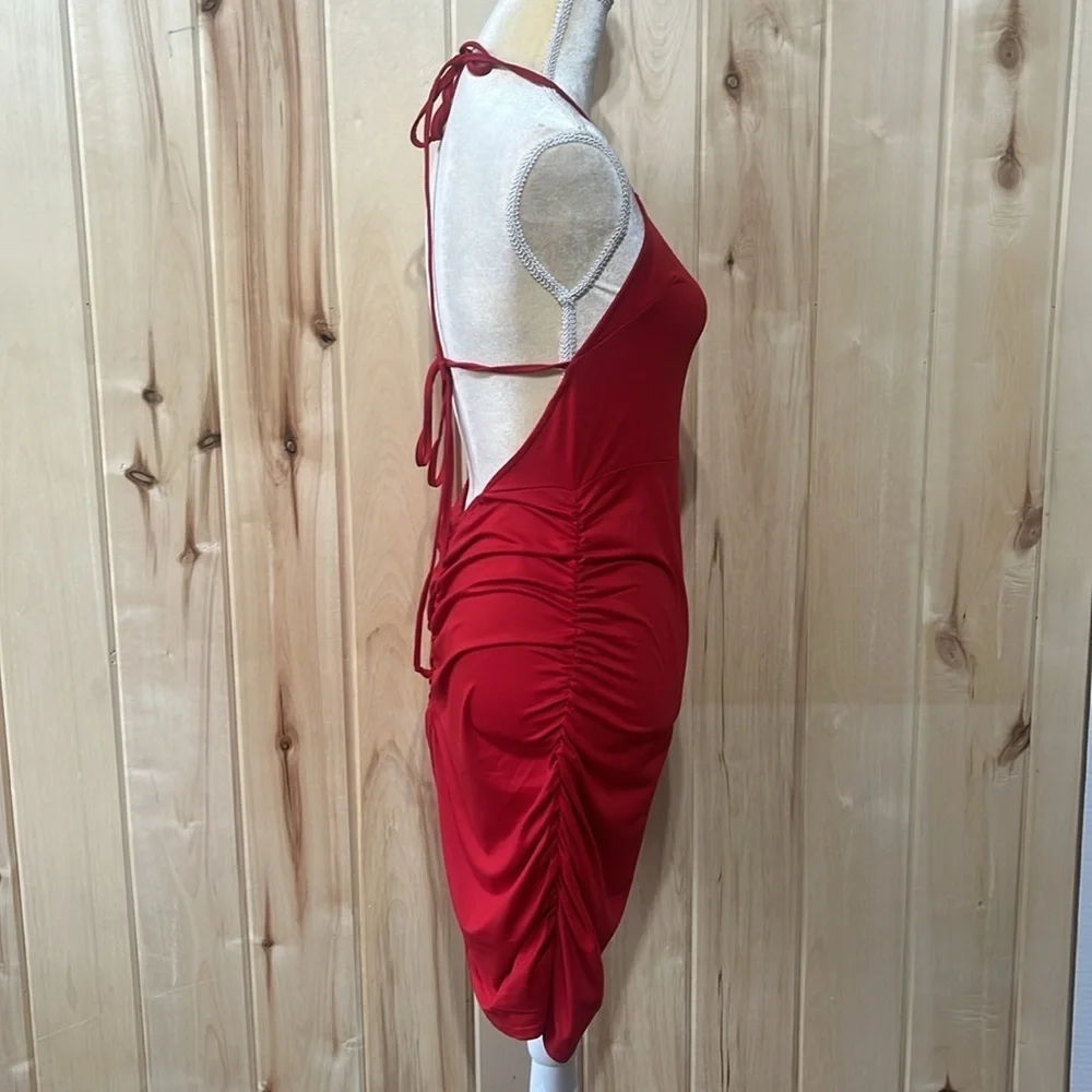 NWT Hutch by Anthropologie Red Ruched Open Back Mini Dress Size M‎ - Picture 5 of 9